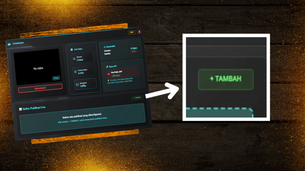 menambahkan publikasi live baru, Klik Tambah 